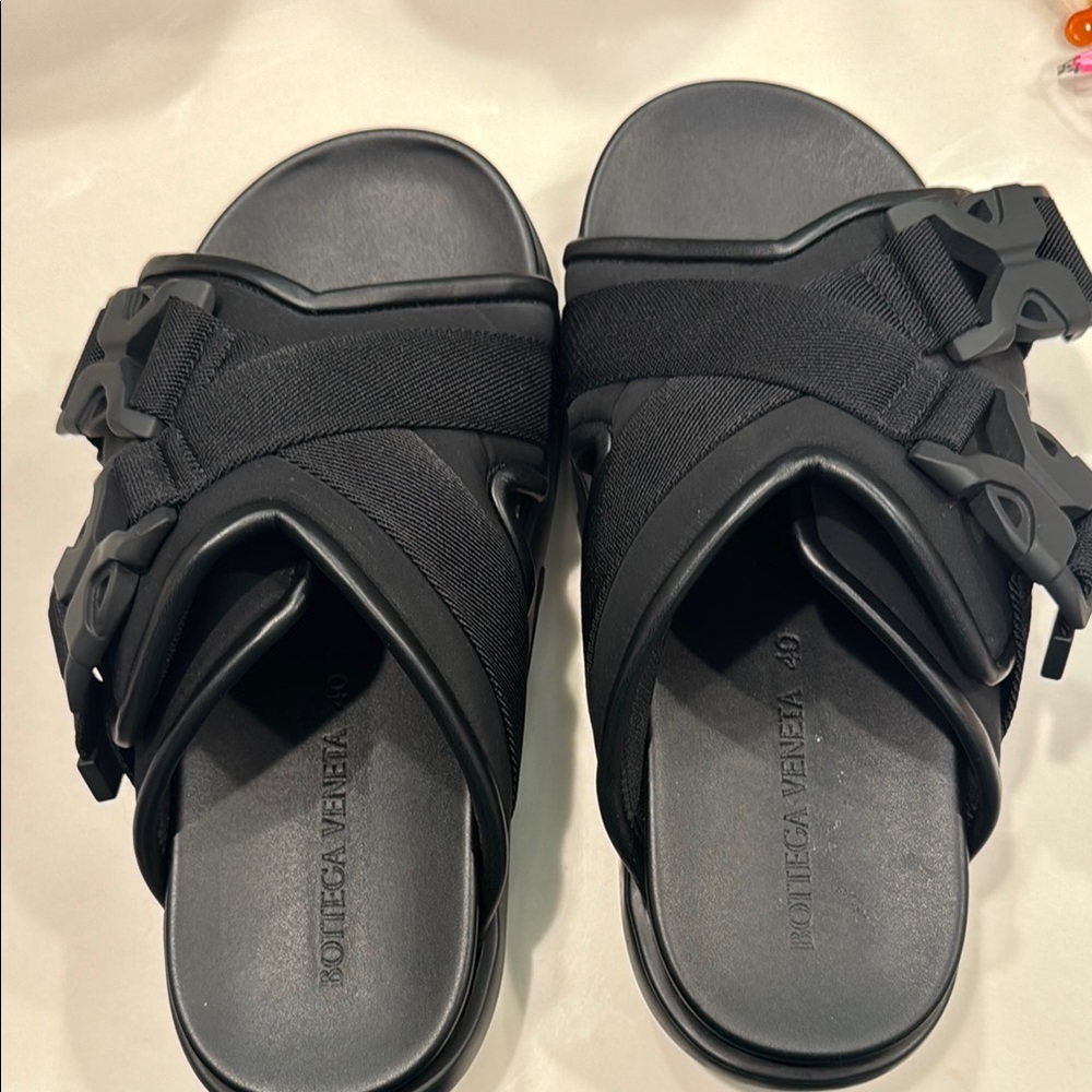 Bottega Veneta Black Snap Buckle Sandals